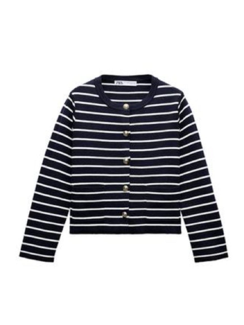 NWT Zara Navy Striped Knit Cardigan Jacket Gold Buttons S